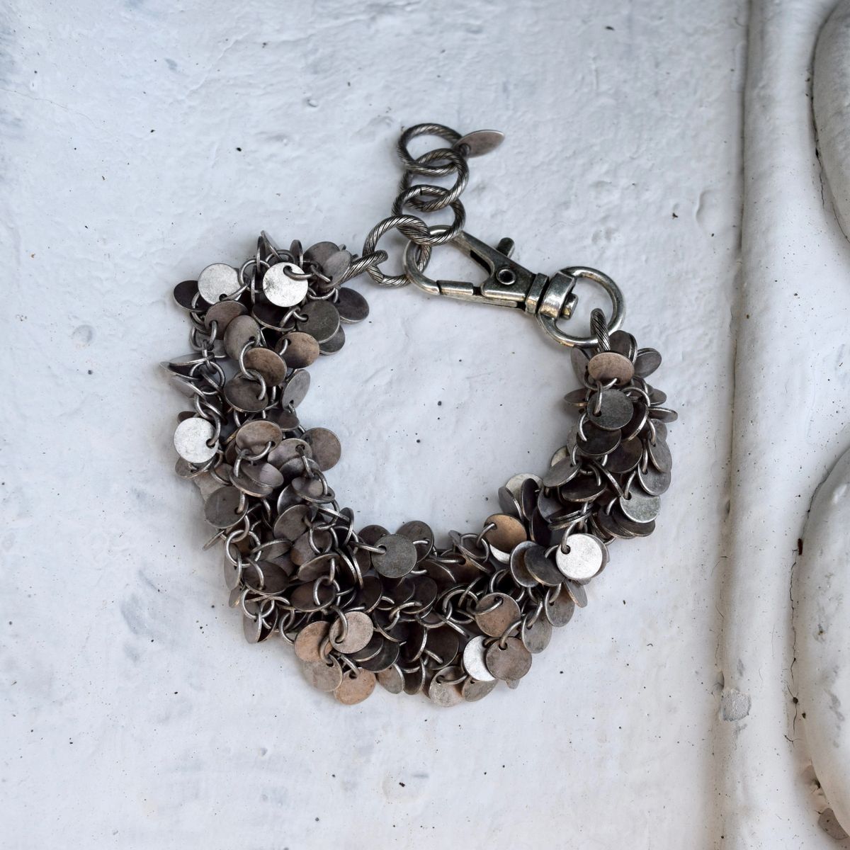 Oxidized Pewter Disc Bracelet